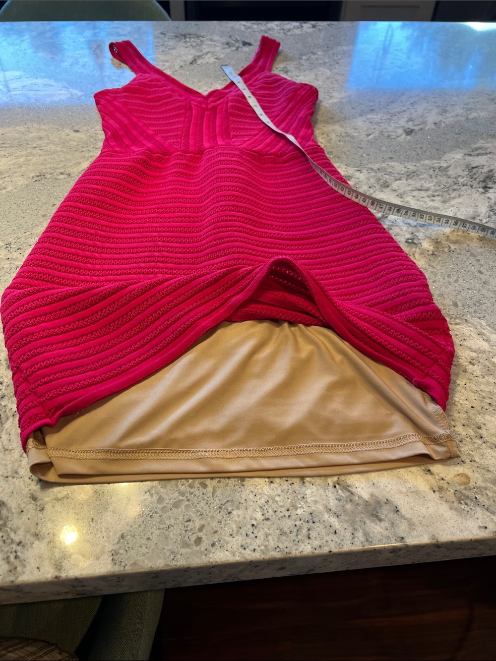bebe Maeve Mesh Striped Bodycon Dress Pink Fuchsia Size Small - Picture 11 of 11